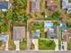 Aerial view of a property featuring a pool, shed, and fenced backyard at 13052 Drysdale St, Spring Hill, FL 34609