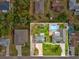 Aerial view of a property featuring a pool, shed, and fenced backyard at 13052 Drysdale St, Spring Hill, FL 34609