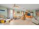 Bright living room featuring neutral decor, ceiling fans, and comfortable seating at 3340 Oleander Dr, Hernando Beach, FL 34607