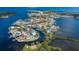 Aerial view of property location on a canal in a private neighborhood at 5040 Waterside Dr, Port Richey, FL 34668