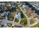 Breathtaking aerial view of the home and property featuring a canal, lush landscaping and a great location at 5040 Waterside Dr, Port Richey, FL 34668