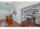 View of guitars mounted in loft space open to the spacious main living area below at 5040 Waterside Dr, Port Richey, FL 34668