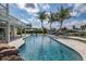 Inviting backyard swimming pool surrounded by lush greenery with canal views at 5040 Waterside Dr, Port Richey, FL 34668