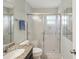 Bathroom featuring a shower, sink and mirror at 11512 Yellow Birch Ct, New Port Richey, FL 34654