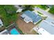 Top-down aerial showing the backyard space and neighborhood at 12407 Gunstock Ln, Hudson, FL 34667