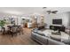 Open-concept living space featuring updated kitchen, dining area, and comfortable seating at 12407 Gunstock Ln, Hudson, FL 34667