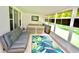 Bright sunroom with windows, a hot tub, and a comfortable seating area at 1723 Cortleigh Dr, Trinity, FL 34655