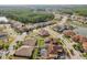 An aerial view of a neighborhood featuring well-maintained homes with tile roofs, green lawns and perimeter fences at 19082 Umberland Pl, Land O Lakes, FL 34638