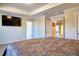 Bright main bedroom with large bed, tray ceiling, and a television, creates a serene and inviting retreat at 19082 Umberland Pl, Land O Lakes, FL 34638