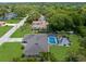 Aerial shot of the home with a pool, lush backyard, and surrounding trees, showcasing its private and tranquil setting at 2122 Meadow Lark Rd, Spring Hill, FL 34608