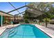 Beautiful backyard pool is enclosed with screens, providing shade and preventing pests at 2122 Meadow Lark Rd, Spring Hill, FL 34608
