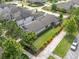 Beautiful aerial view of a single-Gathering home with a well-manicured lawn and a screened-in patio at 3056 Abrams Trl, Odessa, FL 33556
