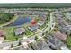An aerial view showcases the property's prime location near a serene lake at 4188 Barbour Trl, Odessa, FL 33556