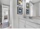 Stylish bathroom with marble countertop, decor, and shower at 4188 Barbour Trl, Odessa, FL 33556