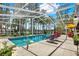 Enclosed swimming pool with seating and bar area, offering a great space for outdoor relaxation and entertainment at 4541 School Rd, Land O Lakes, FL 34638