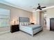 This main bedroom features neutral walls, a ceiling fan, with lamps on both sides of the bed at 9125 Palm Beach Dr, Brooksville, FL 34613