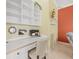 Built-in desk with overhead shelving for organization at 9216 Tarleton Cir, Weeki Wachee, FL 34613