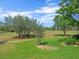Scenic golf course view with lush green grass, mature trees, and a clear blue sky at 9216 Tarleton Cir, Weeki Wachee, FL 34613