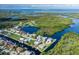 Stunning aerial view of waterfront property with lush greenery and beautiful canal access at 9930 San Diego Way, Port Richey, FL 34668