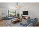Living room with wood floors, a large window, modern furniture and stylish decor at 1219 Aladdin Rd, Spring Hill, FL 34609