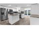 Modern kitchen featuring white cabinetry, stainless steel appliances, and a center island at 13411 Lisa Dr, Hudson, FL 34667