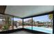 Screened in patio that features a lovely canal view of the pool and waterfront at 13411 Lisa Dr, Hudson, FL 34667
