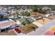 Aerial view of a neighborhood featuring a cozy home with a fenced backyard and shed at 4932 Gaslight Ave, Holiday, FL 34690