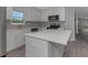 Bright kitchen featuring white cabinets, stainless steel appliances, and a center island with white countertops at 5214 Idlewild St, New Port Richey, FL 34653