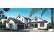 Stunning exterior elevation with modern design, featuring a two-car garage, covered porch, and sleek black and white accents at 5457 Creek Ridge Rd, Brooksville, FL 34601