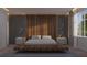 Stylish main bedroom featuring a platform bed, wood-paneled headboard, and contemporary bedside lighting at 5457 Creek Ridge Rd, Brooksville, FL 34601