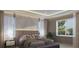 Well-lit primary bedroom with a neutral color scheme, tray ceiling, and decorative trim at 5477 Creek Ridge Rd, Brooksville, FL 34601