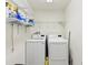 Functional laundry room with washer, dryer, and shelving for storage at 6076 Shiprock Ave, Spring Hill, FL 34608