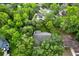 Aerial view showcases the property's location within a lush, tree-filled neighborhood, highlighting privacy and setting at 642 Erin Way, Brooksville, FL 34601