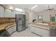 Bright kitchen featuring white cabinets, stainless steel appliances, and a skylight at 642 Erin Way, Brooksville, FL 34601