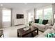 Bright living room featuring modern furnishings, large windows, and stylish decor, creating a comfortable ambiance at 11410 Spectacled Dr, New Port Richey, FL 34654
