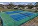 Overhead view of two well-maintained community tennis courts with new surfacing at 11821 Boynton Ln, New Port Richey, FL 34654