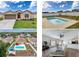 Collage showcasing the home's exterior, including the front facade, backyard pool, and landscaped yard at 15205 Durango Cir, Brooksville, FL 34604
