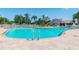 Spacious pool area with clear blue swimming pool, lounge chairs, and beautiful scenery at 20720 Eustis Rd, Land O Lakes, FL 34637