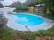 Backyard pool with ladders, surrounded by grass and foliage at 2083 Envoy Ct, Clearwater, FL 33764