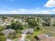 Picture-perfect aerial showcasing a community with large lots, established trees, and a tranquil setting at 3400 Rosebay Ct, Spring Hill, FL 34609