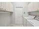 Convenient laundry room with white cabinets, modern appliances, and a bright, clean aesthetic at 3400 Rosebay Ct, Spring Hill, FL 34609