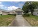 Charming single-story home with a screened front porch, landscaped yard, and a long driveway at 4837 Boonesboro Ct, New Port Richey, FL 34655
