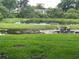 Picturesque backyard featuring a serene pond and lush green lawn, creating a tranquil outdoor retreat at 4903 Myrtle Oak Dr # 12, New Port Richey, FL 34653