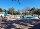 Community pool with plenty of lounge chairs and umbrellas at 4903 Myrtle Oak Dr # 12, New Port Richey, FL 34653