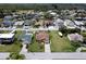This is an aerial of the canal front neighborhood with houses, docks, and boats at 7520 Mako Dr, Hudson, FL 34667
