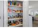 Well-stocked pantry with organized shelving, providing ample storage space at 7520 Mako Dr, Hudson, FL 34667
