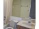 Functional bathroom featuring a bathtub with shower, vanity, and large mirror, offering a practical space at 7600 St. Andrews Blvd # 7600, Weeki Wachee, FL 34613