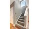 A carpeted stairway with white railing leads to the upper level at 9527 Southern Charm Cir, Brooksville, FL 34613