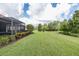Spacious backyard featuring a screened lanai and lush landscaping for outdoor enjoyment at 11611 Callisia Dr, Odessa, FL 33556