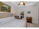 This spacious bedroom offers a tray ceiling, fireplace, and an attached bathroom for added privacy and convenience at 11611 Callisia Dr, Odessa, FL 33556